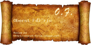 Oberst Fóris névjegykártya